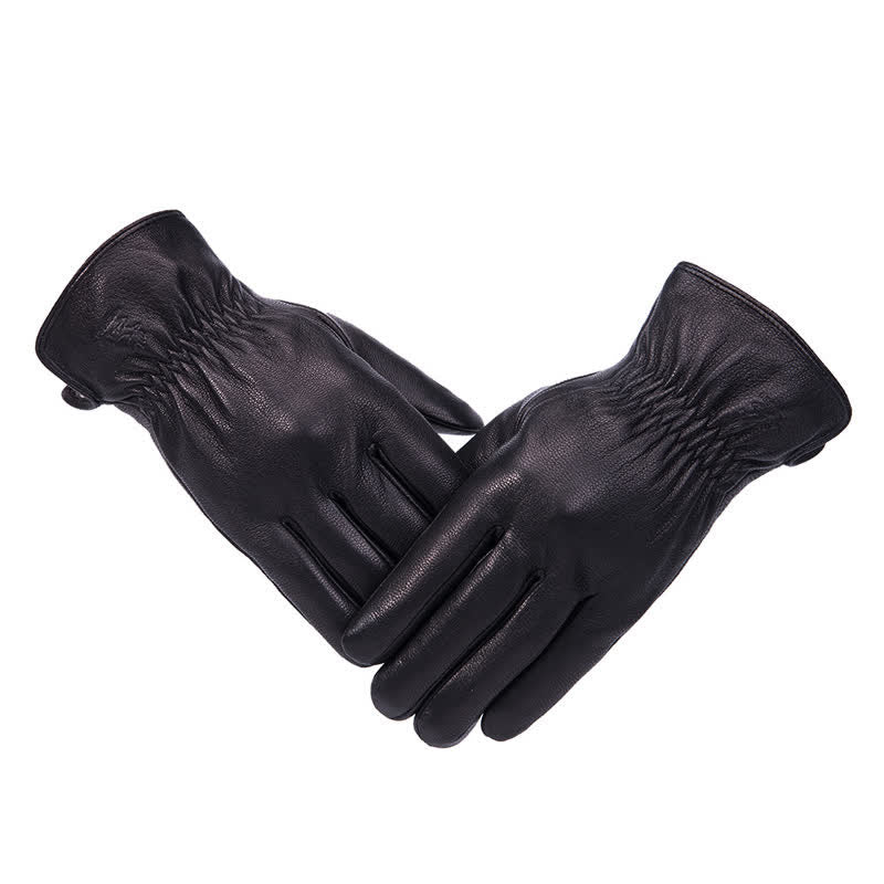 Warme, rutschfeste Lederhandschuhe mit Plüschfutter