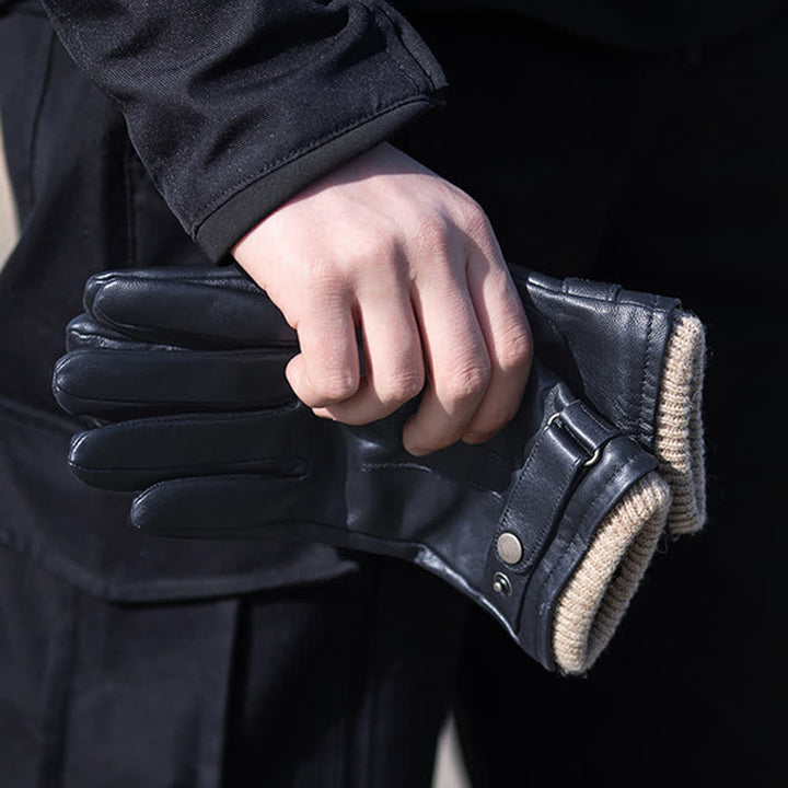 Modische Winterhandschuhe aus dickem Schaffell-Samt