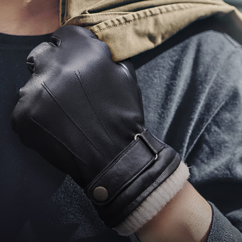 Modische Winterhandschuhe aus dickem Schaffell-Samt