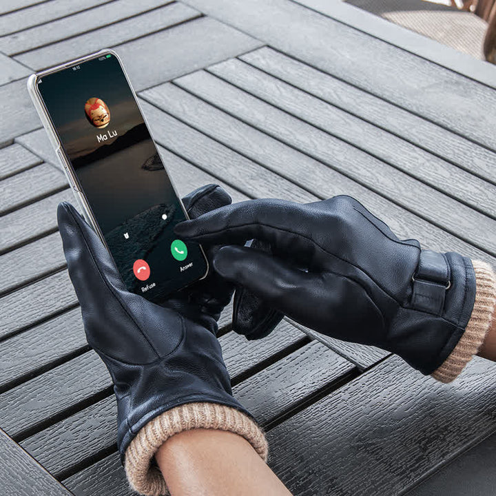 Modische Winterhandschuhe aus dickem Schaffell-Samt