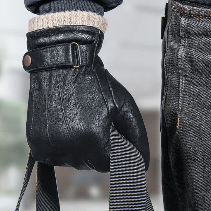 Modische Winterhandschuhe aus dickem Schaffell-Samt