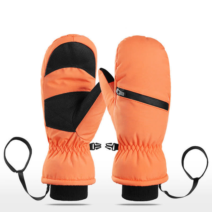 Gepolsterte Winter-Skisporthandschuhe mit Reißverschlusstasche