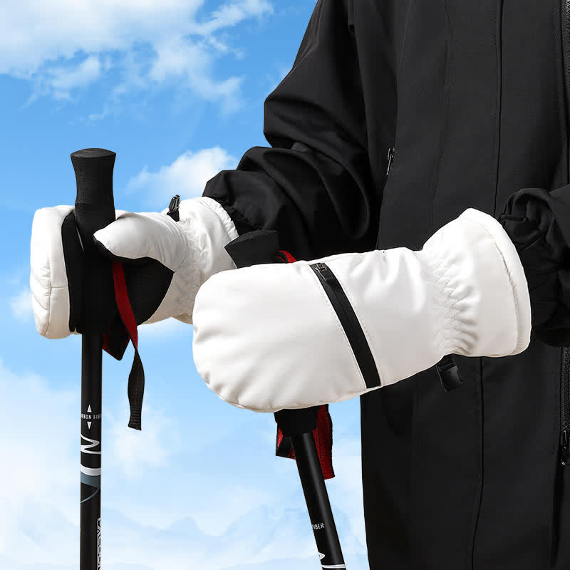 Gepolsterte Winter-Skisporthandschuhe mit Reißverschlusstasche