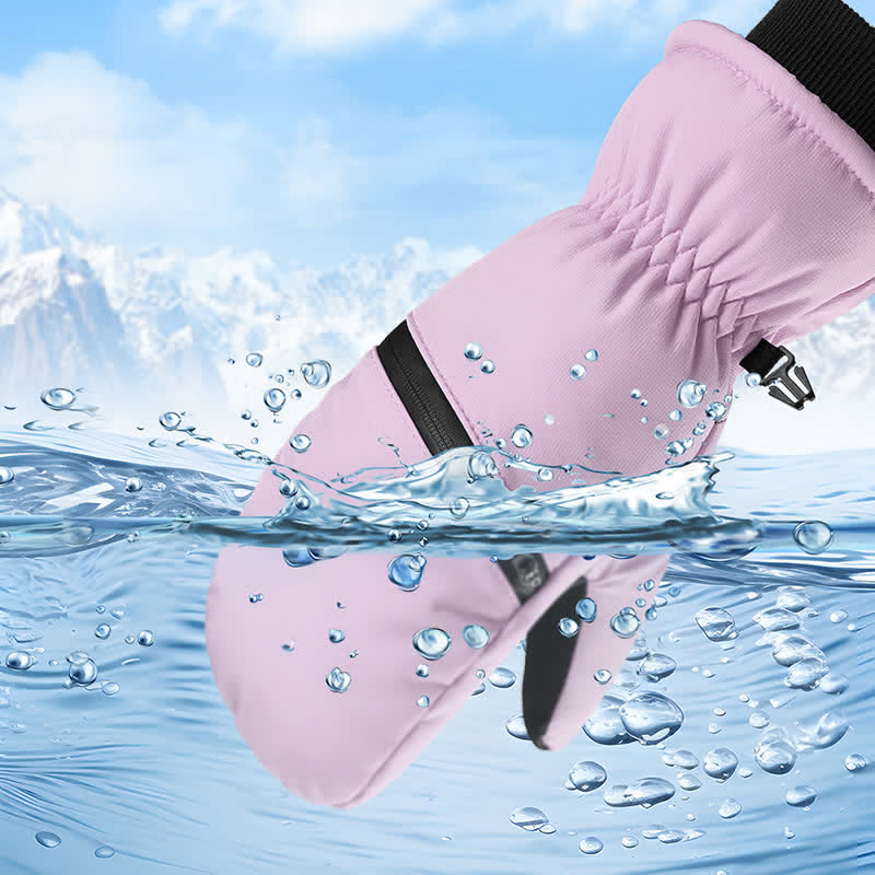 Gepolsterte Winter-Skisporthandschuhe mit Reißverschlusstasche