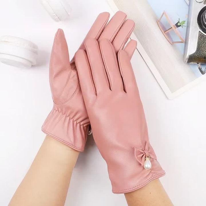 Damen Winterhandschuhe aus samtigem Perlenleder