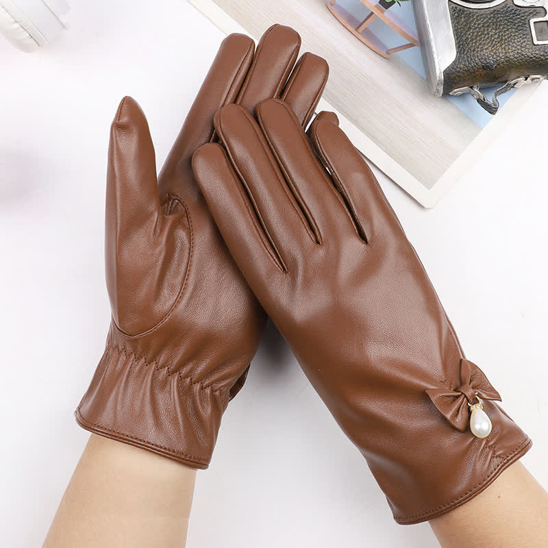 Damen Winterhandschuhe aus samtigem Perlenleder