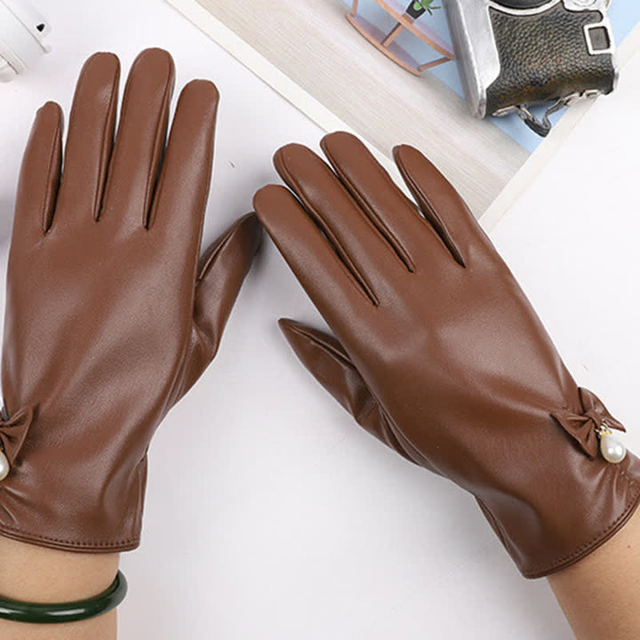 Damen Winterhandschuhe aus samtigem Perlenleder