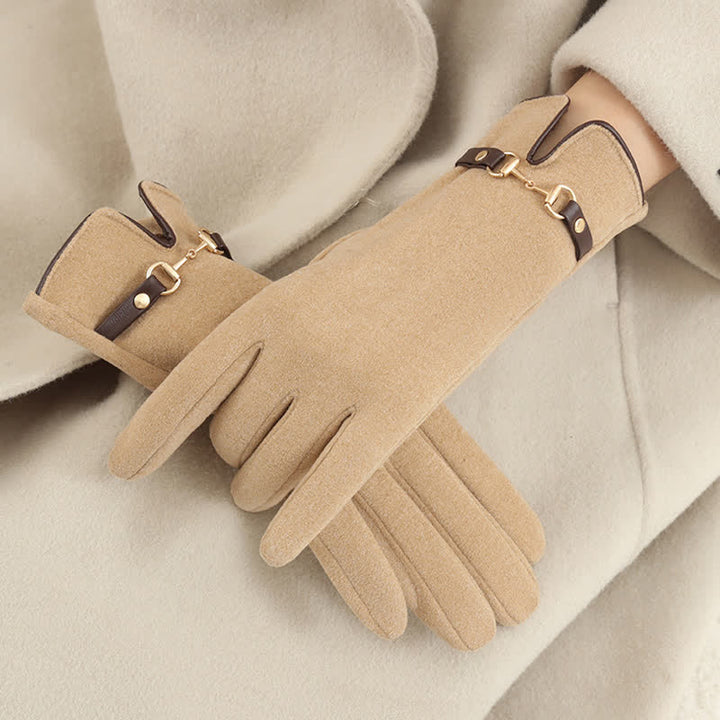 Dicke Chain Plus-Handschuhe aus Plüschsamt für Damen