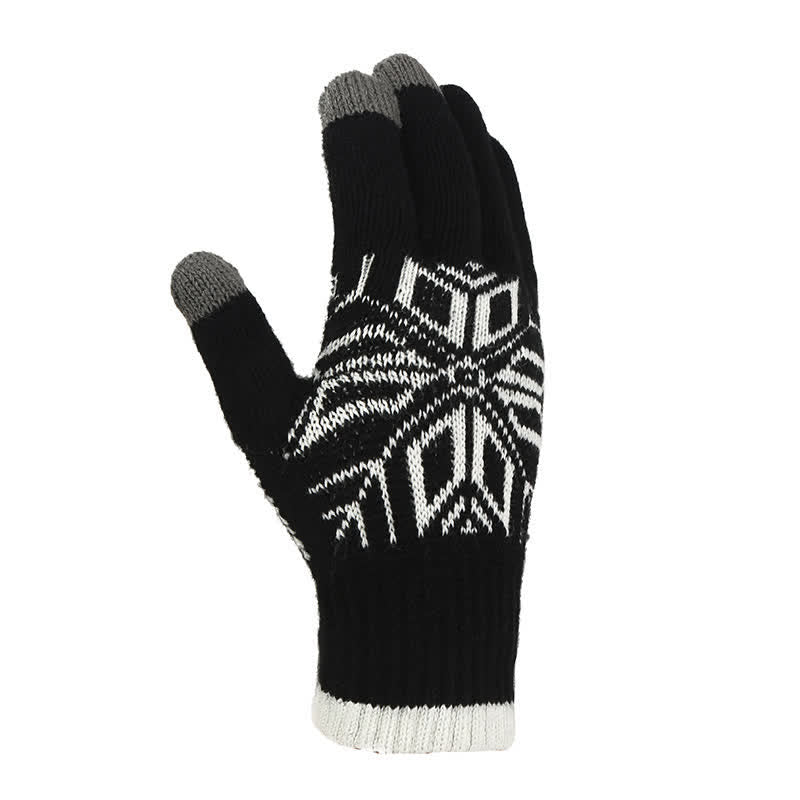 Verdickte Strickhandschuhe mit Schneeflockenmuster für den Winter