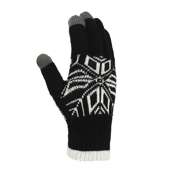 Verdickte Strickhandschuhe mit Schneeflockenmuster für den Winter