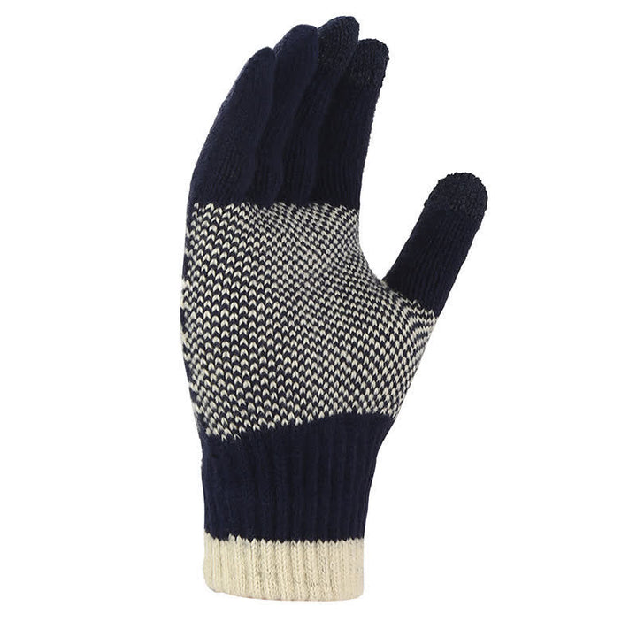 Verdickte Strickhandschuhe mit Schneeflockenmuster für den Winter