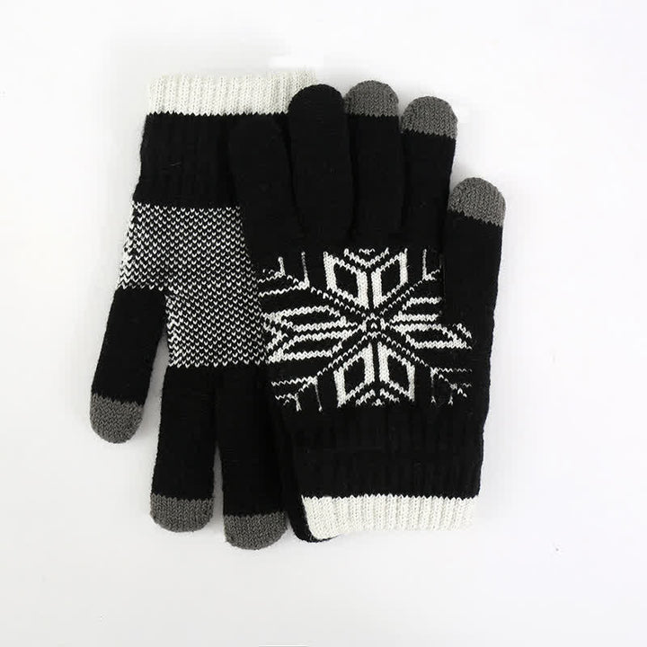 Verdickte Strickhandschuhe mit Schneeflockenmuster für den Winter