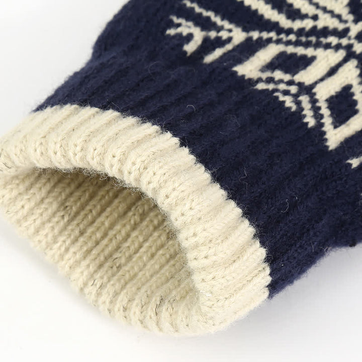 Verdickte Strickhandschuhe mit Schneeflockenmuster für den Winter