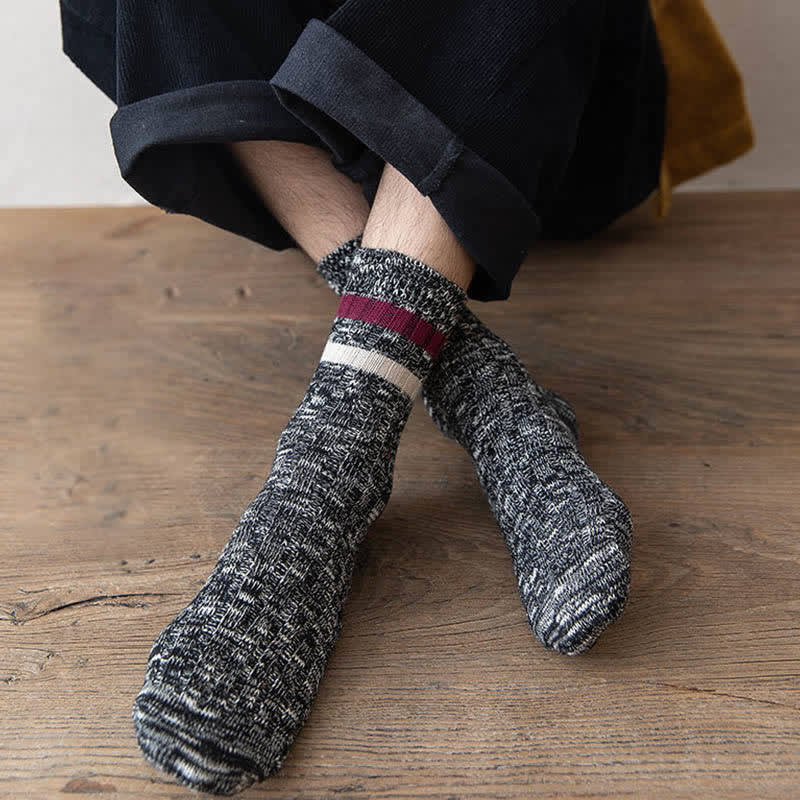 10 Paar gestreifte Crew-Socken mit Schneeflocken-Print