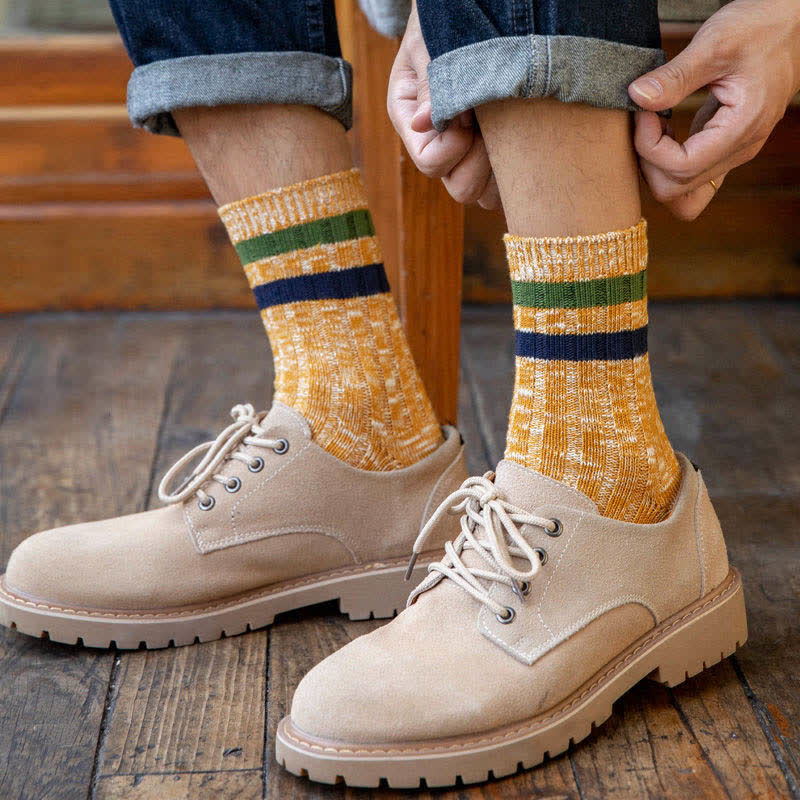 10 Paar gestreifte Crew-Socken mit Schneeflocken-Print