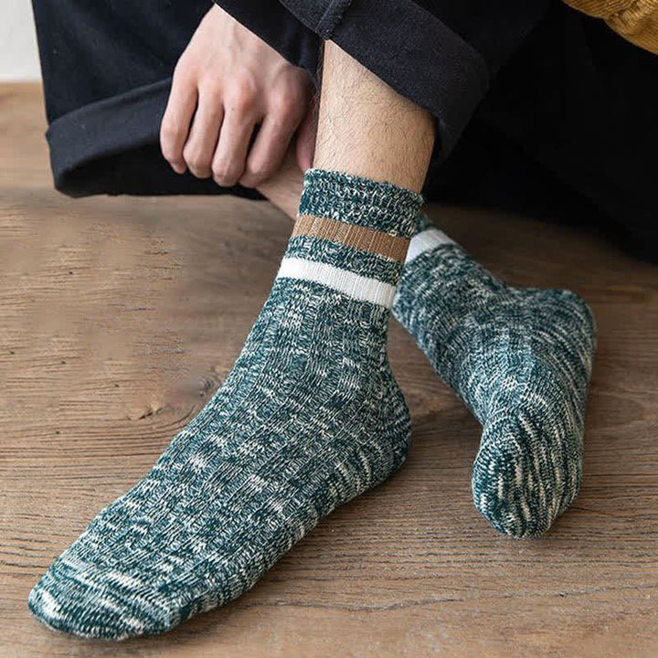 10 Paar gestreifte Crew-Socken mit Schneeflocken-Print