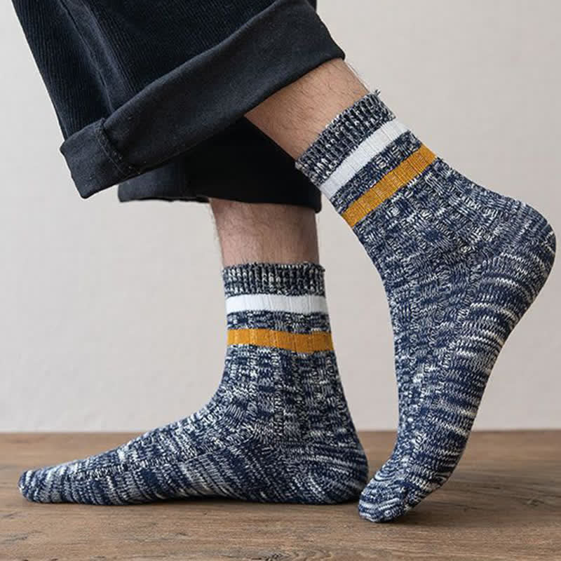 10 Paar gestreifte Crew-Socken mit Schneeflocken-Print