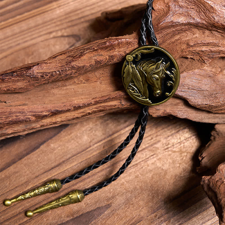 Bolo Ties Bundle Set mit Retro-Pferd und fliegendem Adler, Marineblau, Anker