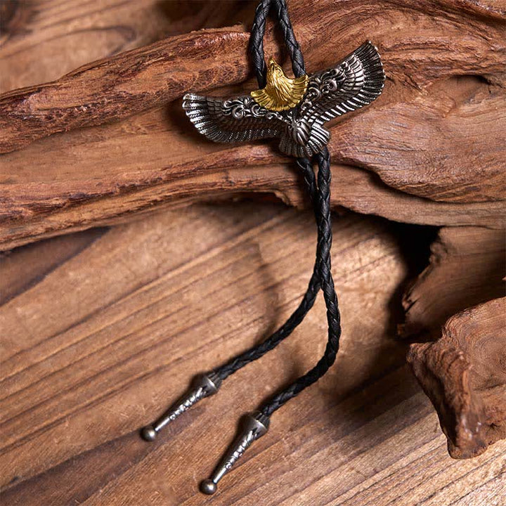 Bolo Ties Bundle Set mit Retro-Pferd und fliegendem Adler, Marineblau, Anker