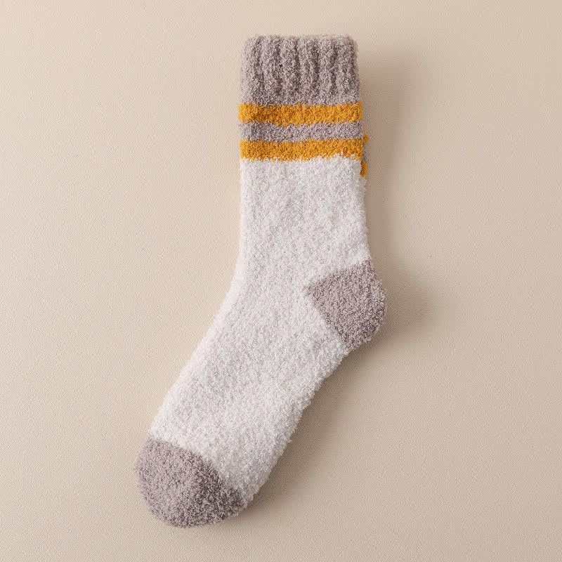 Sanfte gestreifte, flauschige Schlafsocken aus Korallenfleece für Herren