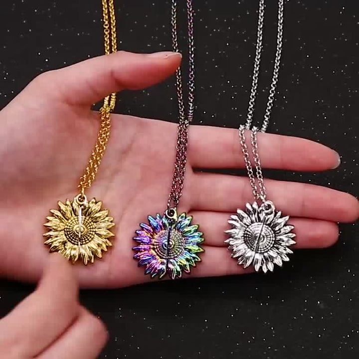Vintage Sonnenblumen Medaillon Anhänger Schlüsselanhänger Halskette