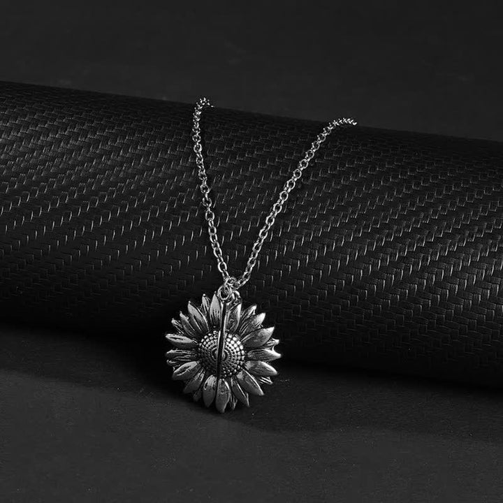 Vintage Sonnenblumen Medaillon Anhänger Schlüsselanhänger Halskette