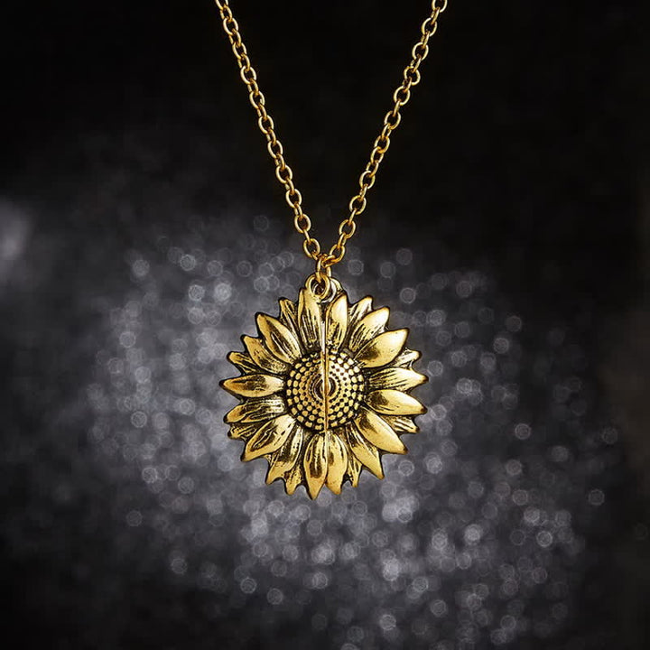 Vintage Sonnenblumen Medaillon Anhänger Schlüsselanhänger Halskette