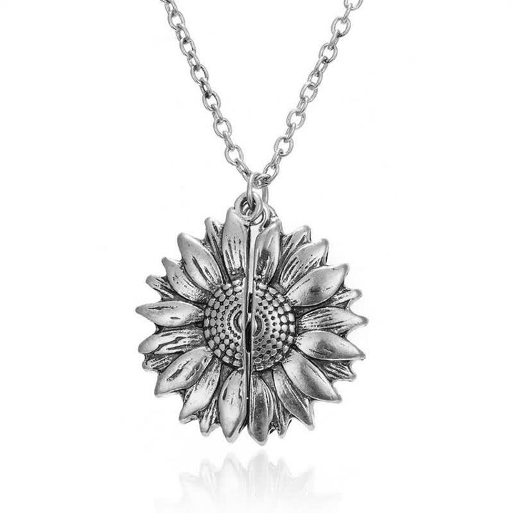 Vintage Sonnenblumen Medaillon Anhänger Schlüsselanhänger Halskette