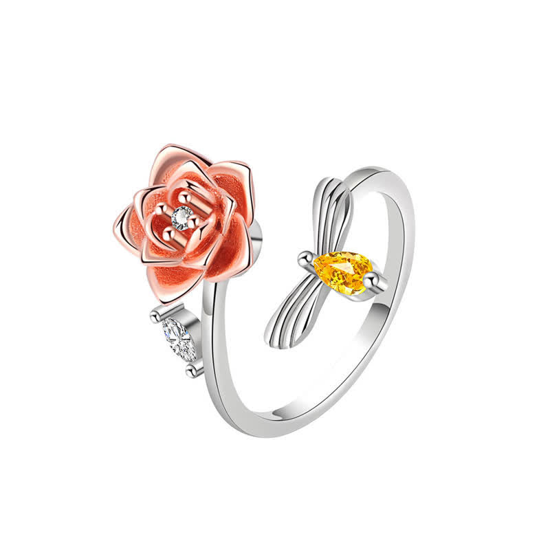 Fidget Spinning Sonnenblume Rose Biene verstellbarer Ring - Rose - image 4