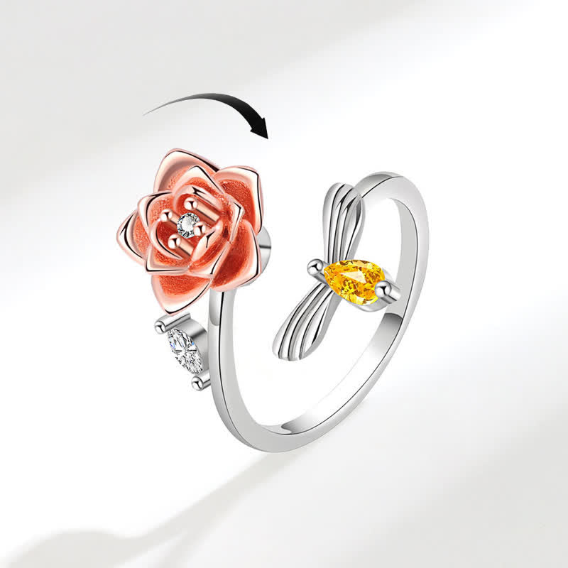 Fidget Spinning Sonnenblume Rose Biene verstellbarer Ring