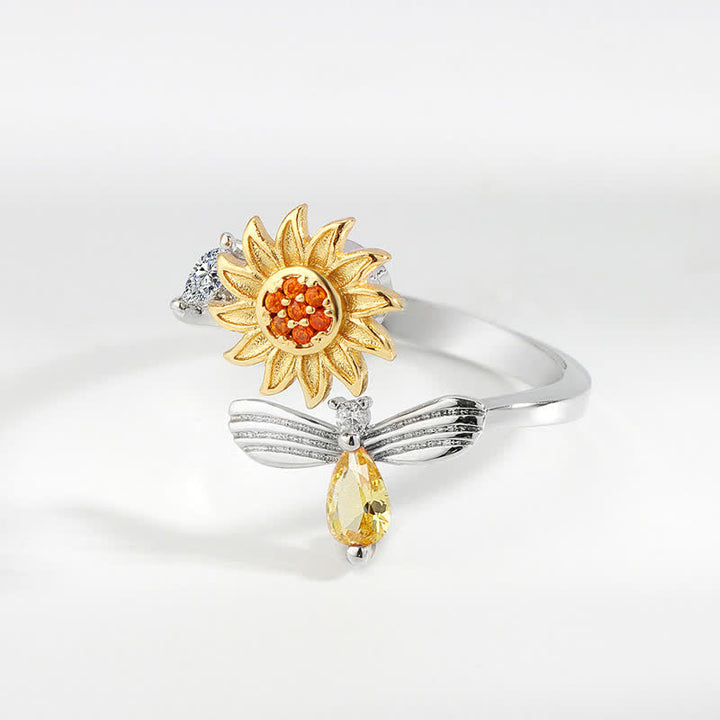Fidget Spinning Sonnenblume Rose Biene verstellbarer Ring - image 3