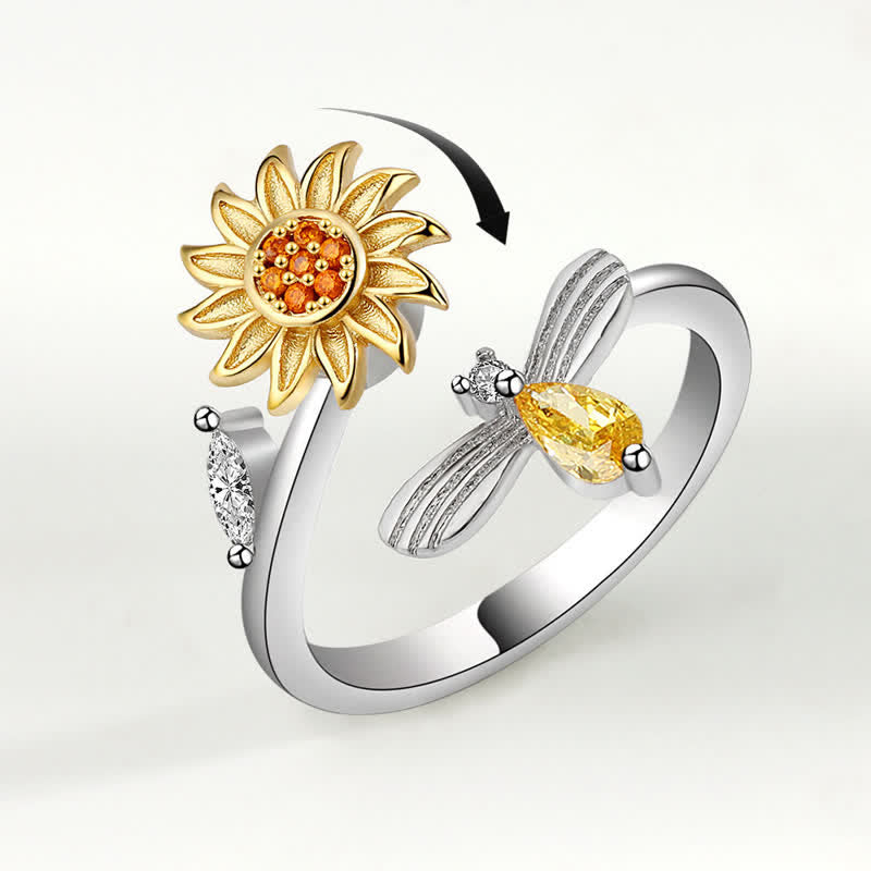Fidget Spinning Sonnenblume Rose Biene verstellbarer Ring - image 2