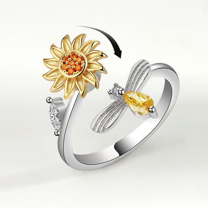 Fidget Spinning Sonnenblume Rose Biene verstellbarer Ring - image 2