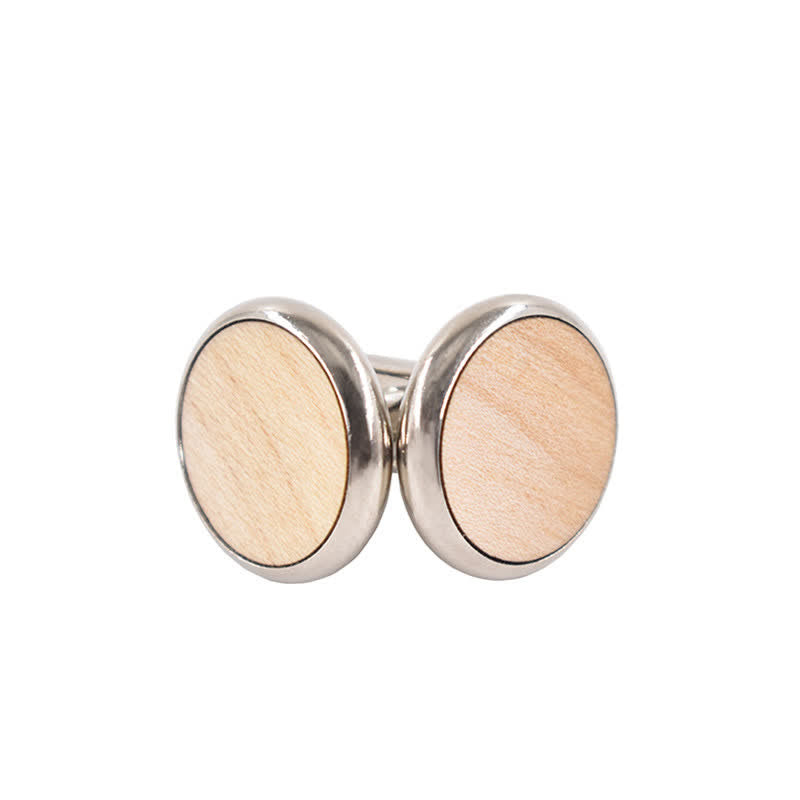 Runde Manschettenknöpfe aus Holz für Herren, Business, Hochzeit - Beige - image 5