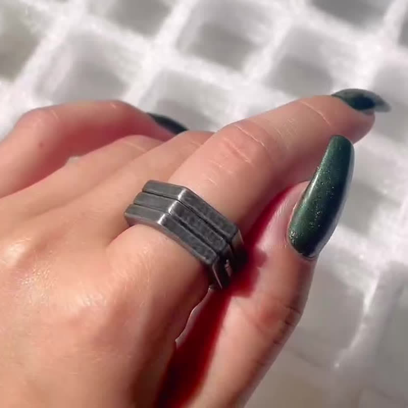 Von den Wikingern inspirierter 3-in-1-Verbindungsring mit geometrischem Sechseck