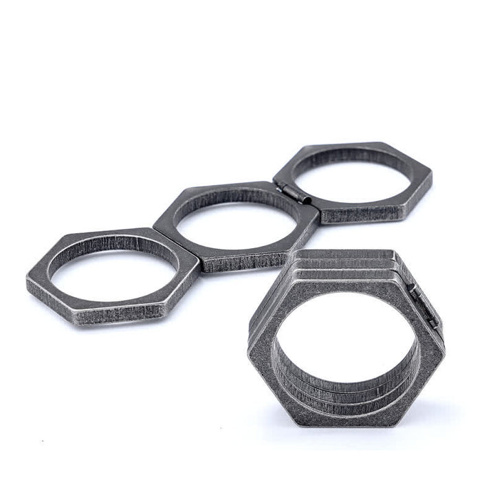 Von den Wikingern inspirierter 3-in-1-Verbindungsring mit geometrischem Sechseck