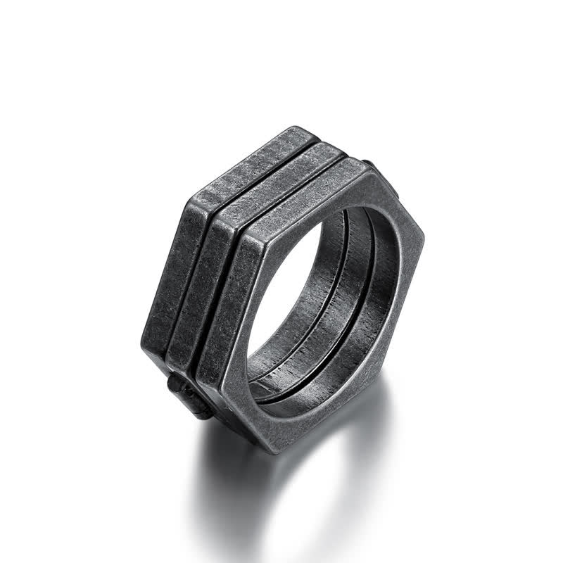 Von den Wikingern inspirierter 3-in-1-Verbindungsring mit geometrischem Sechseck