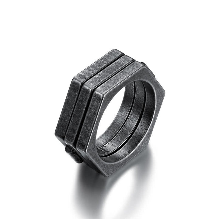 Von den Wikingern inspirierter 3-in-1-Verbindungsring mit geometrischem Sechseck