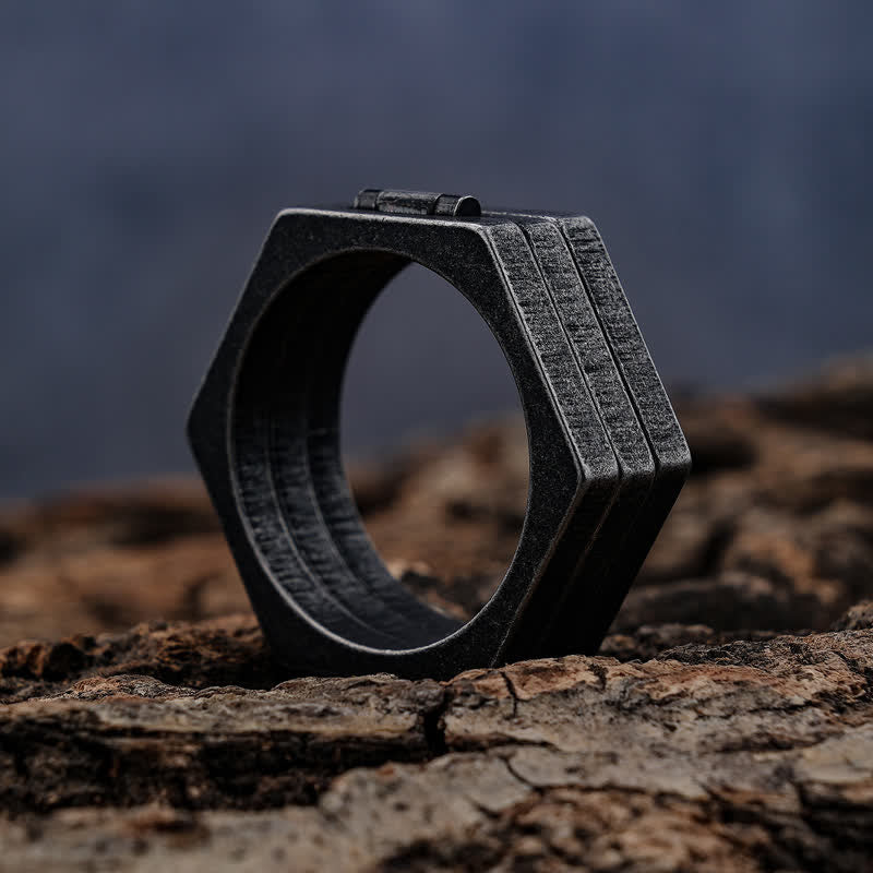 Von den Wikingern inspirierter 3-in-1-Verbindungsring mit geometrischem Sechseck