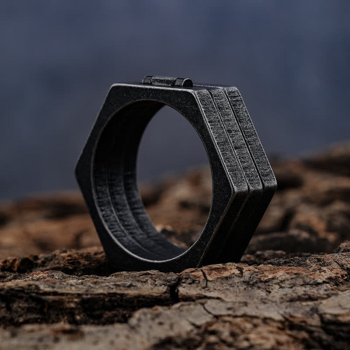 Von den Wikingern inspirierter 3-in-1-Verbindungsring mit geometrischem Sechseck