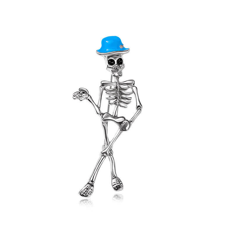 Horror Cool Sketelon Totenkopf Emaille Hut Brosche