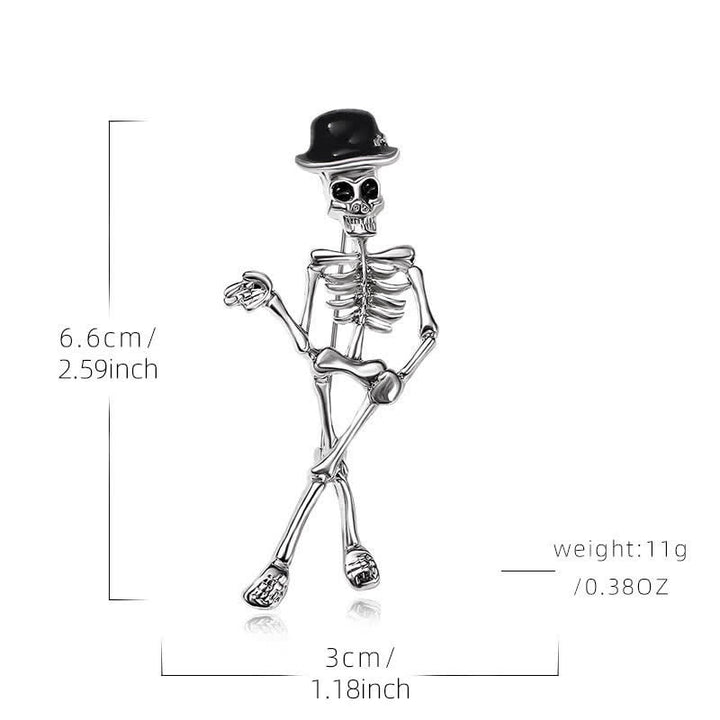 Horror Cool Sketelon Totenkopf Emaille Hut Brosche