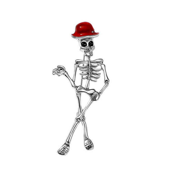 Horror Cool Sketelon Totenkopf Emaille Hut Brosche