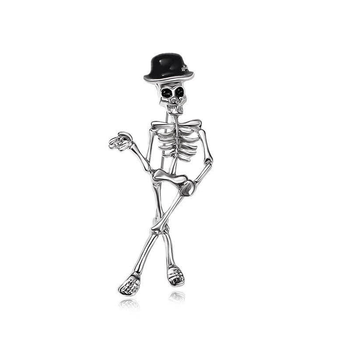 Horror Cool Sketelon Totenkopf Emaille Hut Brosche