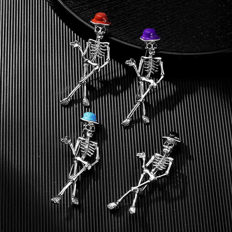 Horror Cool Sketelon Totenkopf Emaille Hut Brosche
