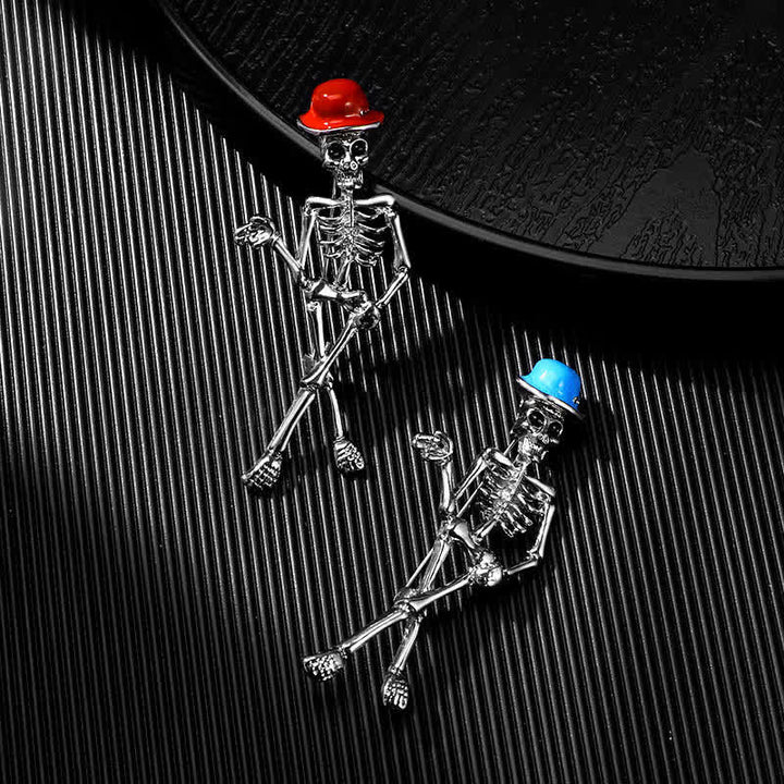 Horror Cool Sketelon Totenkopf Emaille Hut Brosche