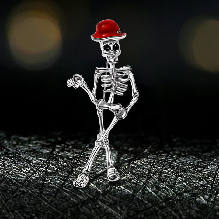 Horror Cool Sketelon Totenkopf Emaille Hut Brosche