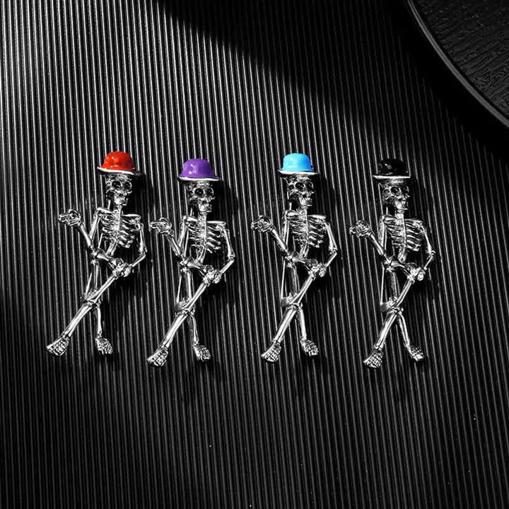 Horror Cool Sketelon Totenkopf Emaille Hut Brosche
