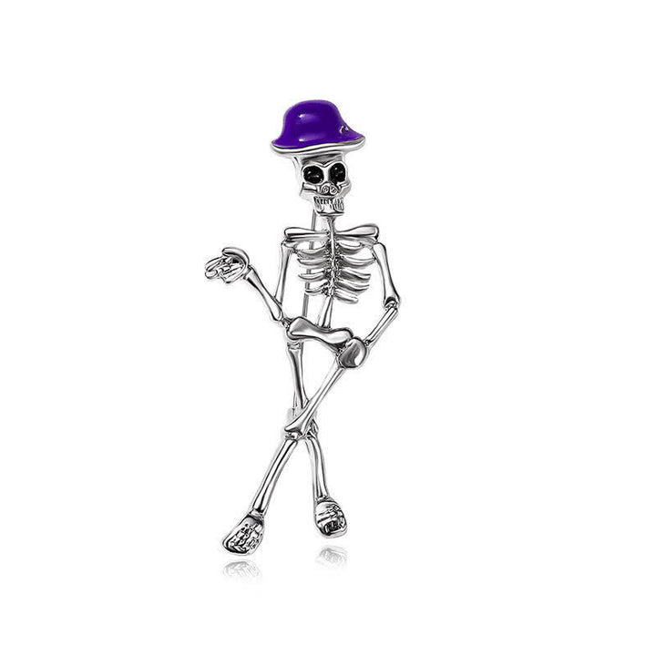 Horror Cool Sketelon Totenkopf Emaille Hut Brosche