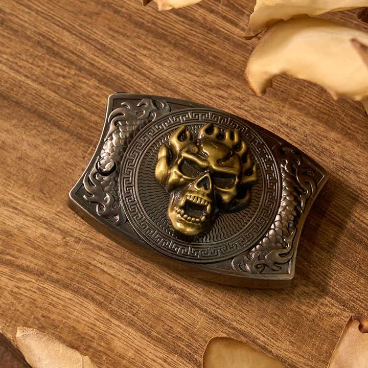 Totenkopf DIY Verstecktes Messer Gürtelschnalle Longhorn Anhänger Bull Ring Bundle Set